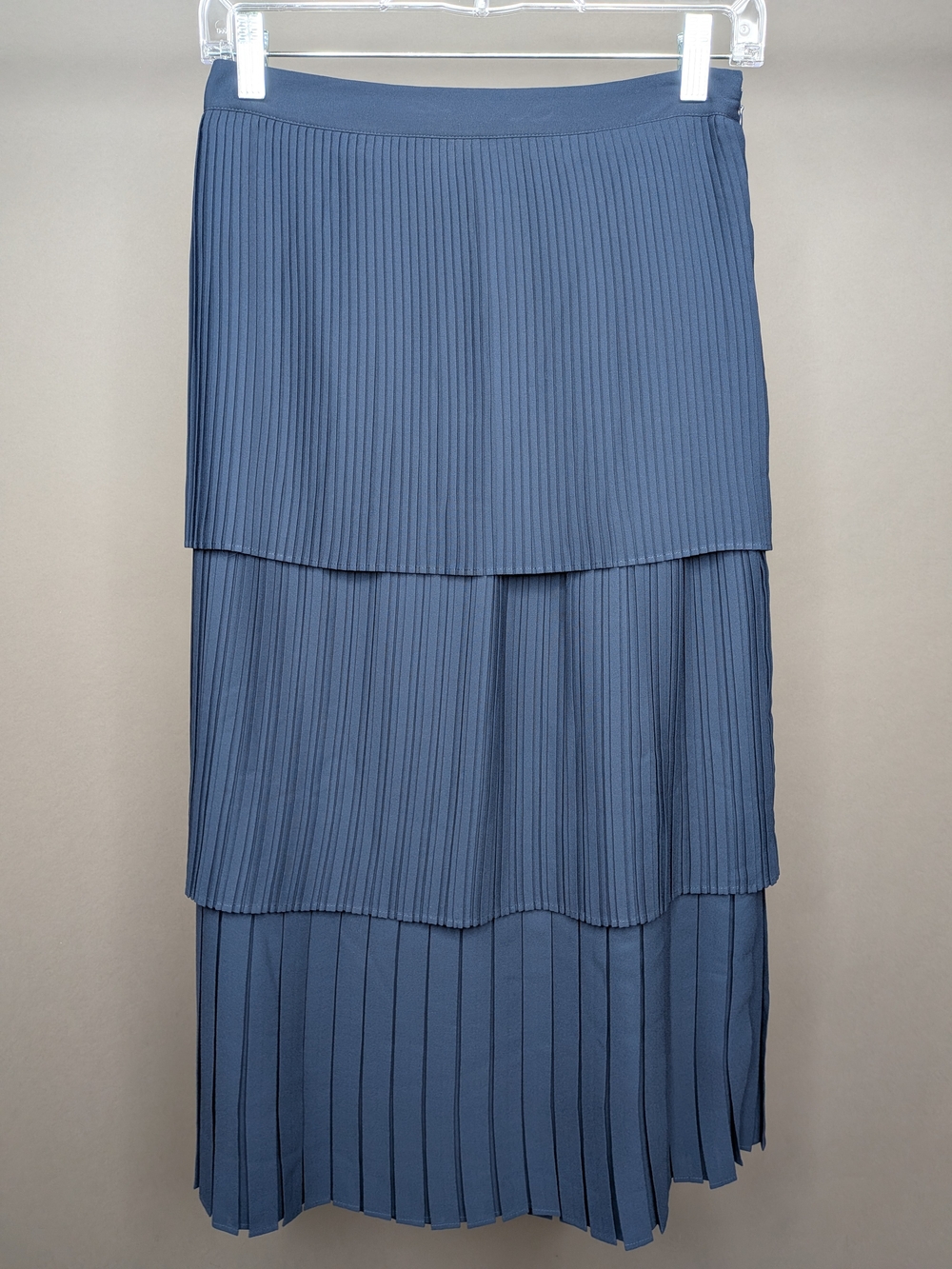 Club Monaco Layered Pleated Maxi Skirt in Slate Blue NWT